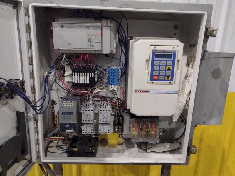 PRESS CONTROL ELECTRIC PANEL WITH BALDOR VARIABLE SPEED DRIVE &amp; ALLEN BRADLEY MICRO LOGIX 1500 CONTROL PLC : YOBRO 25099