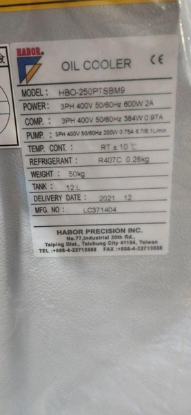 HABOR OIL COOLER/OIL CHILLER HBO-250PTSBM9 NEW
