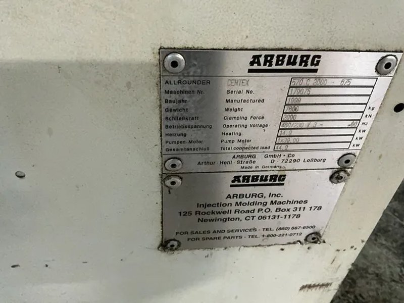 Arburg Inc  Injection Molder - 570 C 2000 - 675