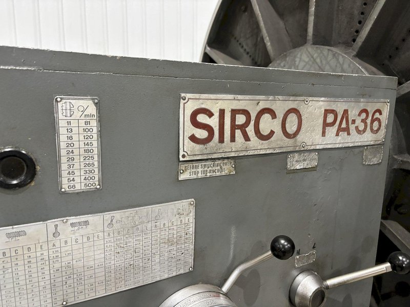 48" / 60" SWING X 84" SIRCO MODEL #PA-36 HEAVY DUTY GAP BED ENGINE LATHE, 5.5" HOLE: STOCK #21004