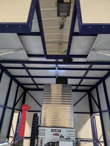 2022 Kenan/Palmer automatic grinding cell
Model CK1250 automatic grinder
5 axis CNC
14” x 1 ¼” diamond grinding wheel
o.63 x 6’ diamond coated deburring tool
Fanuc series CNC controls
Fanuc and Yazkawa HSD spindle drives
One Fanuc spindle 7.5KW/10 hp 12,000 RPM
One Fanuc spindle 7.2 KW/9.6 hp 1000-24000 RPM
Workpiece dimensions 49” x 35.6” high
Castings up to 2500#
Moveable controls panel
Two side access doors and front opening access
Manually adjustable tailstock 
360 degree casting stand and R to L movement
360 volt 60 hz 3 Ph
Approx. 24,000#