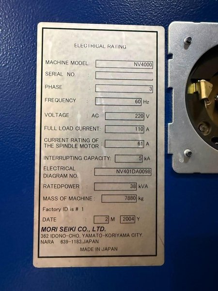 Mori Seiki NV4000 DCG CNC Vertical Machining Center – Pallet Changer Mill