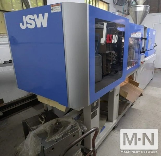85 TON 4.8 OZ JSW MODEL J85AD-110H ELECTRIC INJECTION MOLDING MACHINE MFG 2015 WITH LOW HOURS