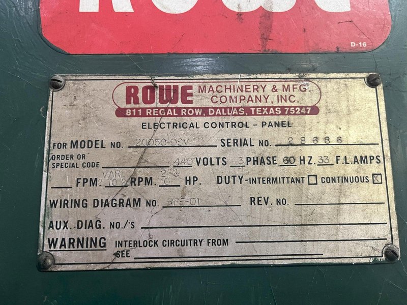 20000 LB X 50" X .230" ROWE CUT TO LENGTH LINE