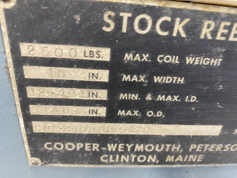 2500 LB 1.25 TON x 24" COE CWP PULL OFF SINGLE END UNCOILER COIL REEL: STOCK #13480