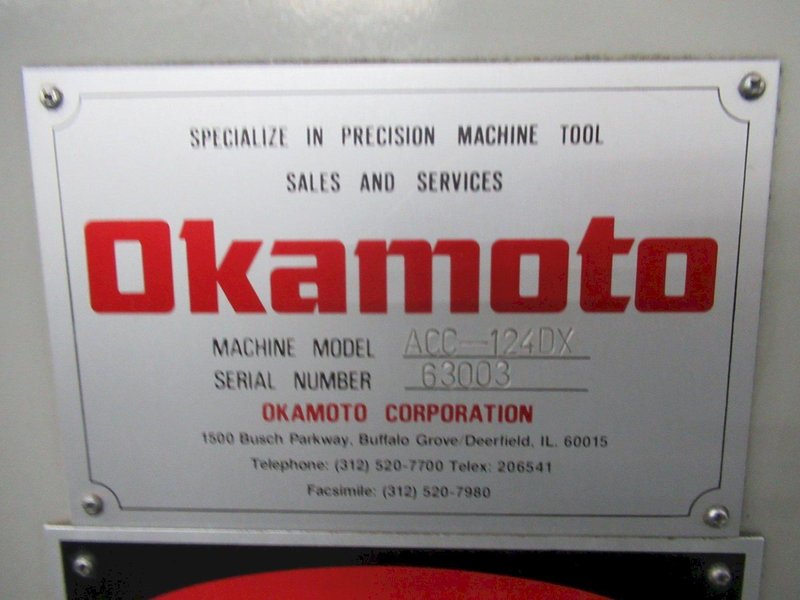 Okamoto ACC-124DX 3-Axis Automatic Horizontal Surface Grinder, 12" x 24" Operation, Electromagnetic Chuck, Downfeed Digital Readout