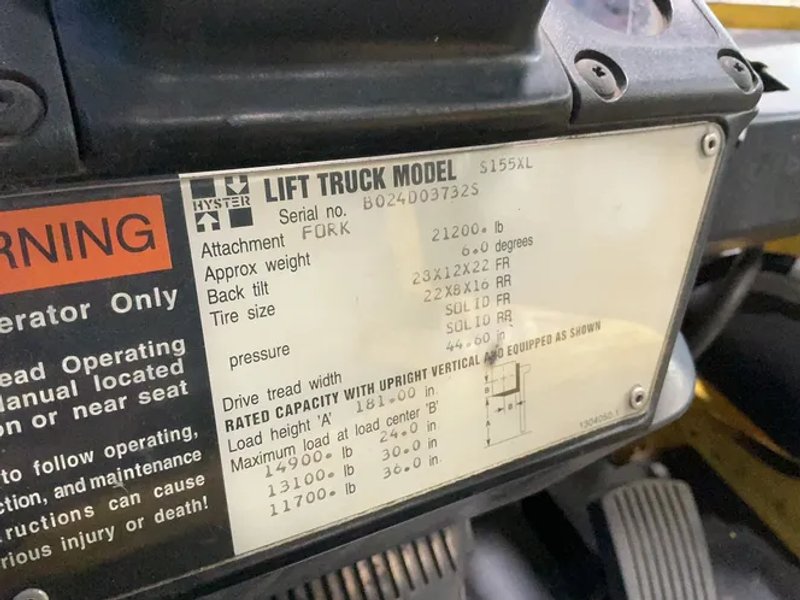 Hyster 14900 Lbs Propane Forklift - S155xl