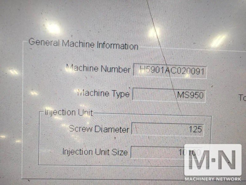 950 TON 232 OZ CINCINNATI MILACRON MODEL MM950 INJECTION MOLDING MACHINE MFG 2013