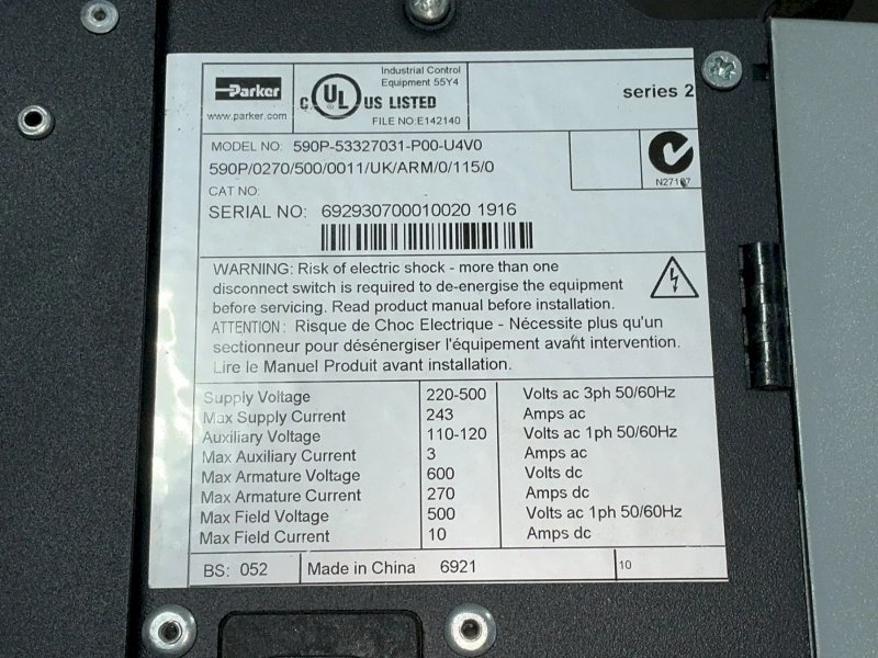 Parker Dc Motor Speed Controller - 590p-53327031-p00-u4v0