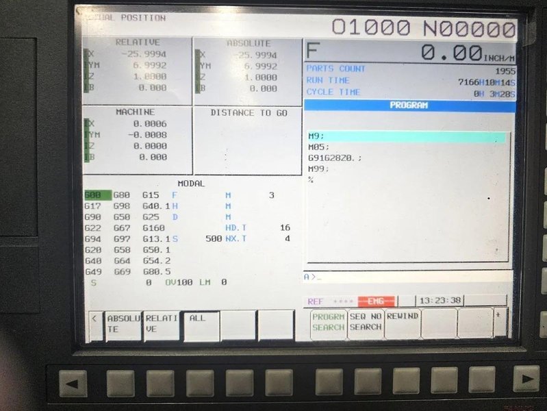 Toyoda FA1050S, Horizontal Machining Center, 2014 – Fanuc 31i-MB CNC Control, 1000 PSI TSC, CAT 50, Chip Blaster, Barnes Chip/Coolant Seperator, Low Hours