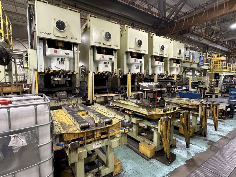 (3) 220 TON AIDA PRESS LINE, W/ STOCK FEEDER &amp; TRANSFER SYSTEM: STOCK #22200