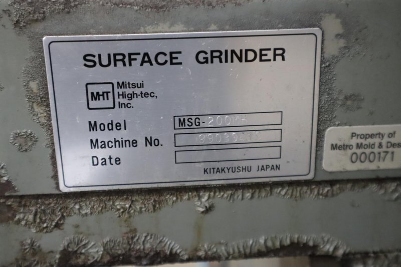 Mitsui High-Tech MSG-200MH Hand Feed Surface Grinder,6"x18", Sony 1-Axis DRO, Electromagnetic Chuck, Coolant- Auction Item