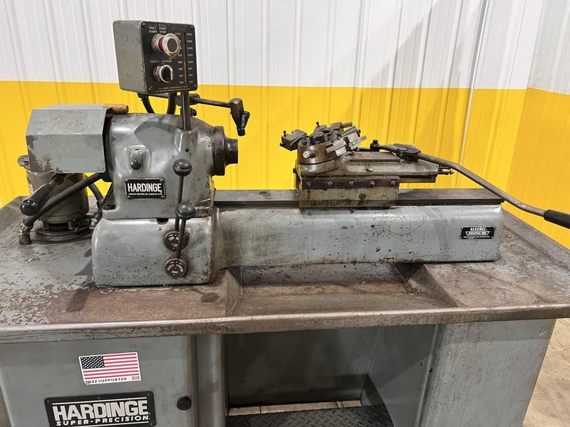 9" X 28" HARDINGE MODEL #DV-59/DSM-59 SECOND OPERATION TURRET ENGINE LATHE: STOCK #21133