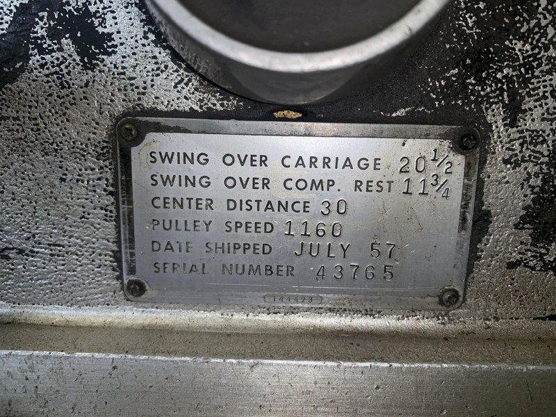 20.5" X 30" LODGE &amp; SHIPLEY POWERTURN ENGINE LATHE, 2-1/8" HOLE: STOCK 13121
