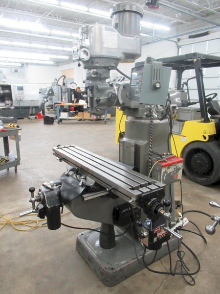 Bridgeport Series I-2HP Vertical Knee Mill, 2-Axis DRO, 9" x 48" Table, X &amp; Y-Axis Power Feeds