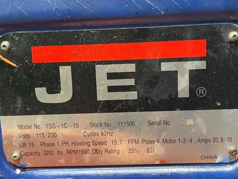 Jet 2200 Lbs Electric Hoist - 1ss-1c-15