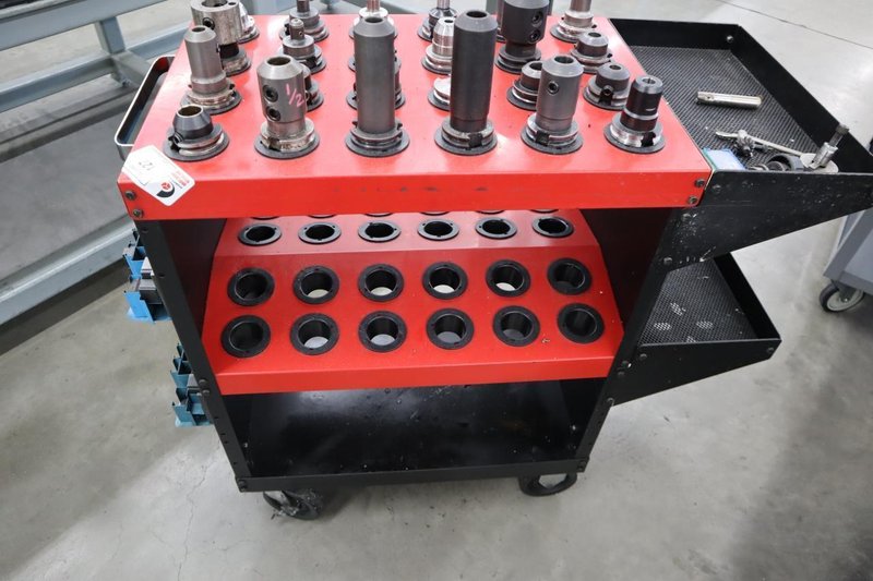 Huot 40 Taper Tool Scoot with (24) CT40 Tool Holders, Step Clamps- Auction Item
