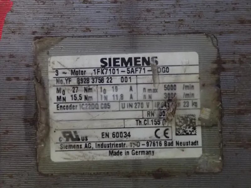 Siemens 5000 Rpm Servo Motor - 1fk7101-5af71-1dgo
