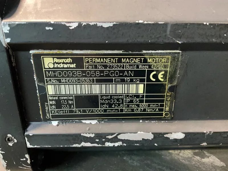 Rexroth Indramat 6000 Rpm Permanent Magnet Motor - Mhd093b-058-pg0-an