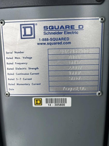 1600 Amp 2200v 700v 50ka Delta Wye Main Breaker