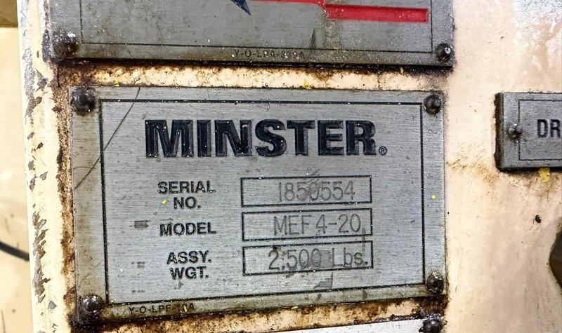 150-ton Minster "Piece-Maker" Back Geared Straight Side Press Model P2-150-60 For Sale, Year 1996 -  Includes Coil Feed Line