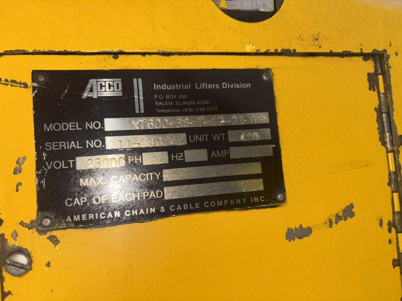 3,000 LBS ACCO MODEL #X7600-38-7-12-21-B8M VAC-O-LIFT VACUUM SHEET LIFTER: STOCK #11235