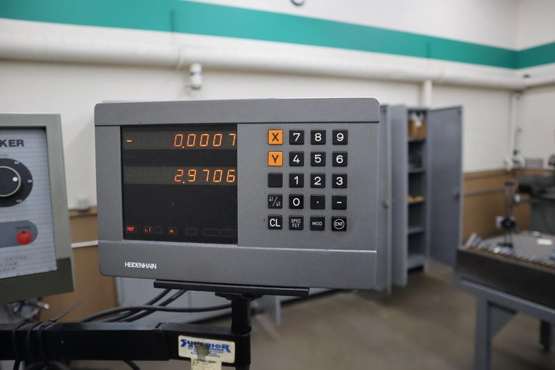 Okamoto Linear 6.18 Hand Feed Surface Grinder, 6"x18", Heidenhain 2-Axis DRO, EM Chuck, Vac-U-Guard, Coolant- Auction Item