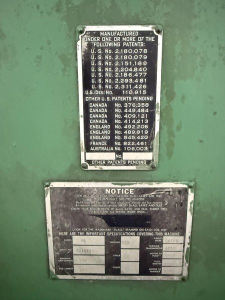 16" DOALL ML-16 VERTICAL BANDSAW. STOCK # 1118824