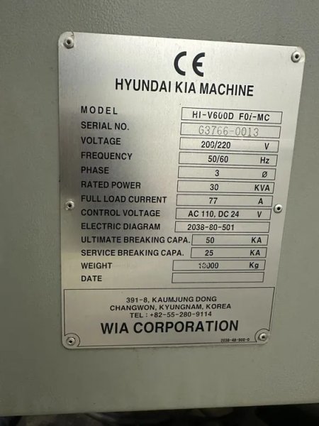 Used HYUNDAI WIA HIV600D | Vertical Machining Centers