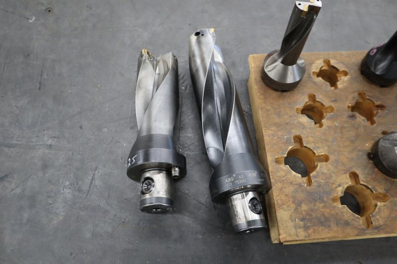 Komet Thru Spindle Coolant Insert Drills, 2 Flute, (12) ABS50 and (2) ABS 63 Holders- Auction Item