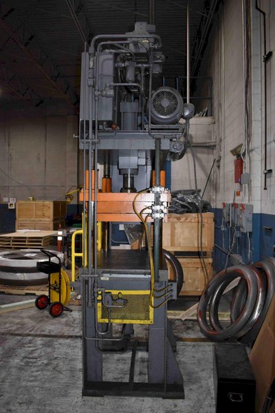 40 Ton HSI Hydraulic 4 Post Down Acting Press, 14" STR, 21" DLO, 48" x 31" BA, Cushion