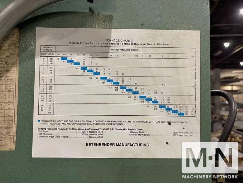 2004 BETENBENDER 10-160 HYDRAULIC PRESS BRAKE
