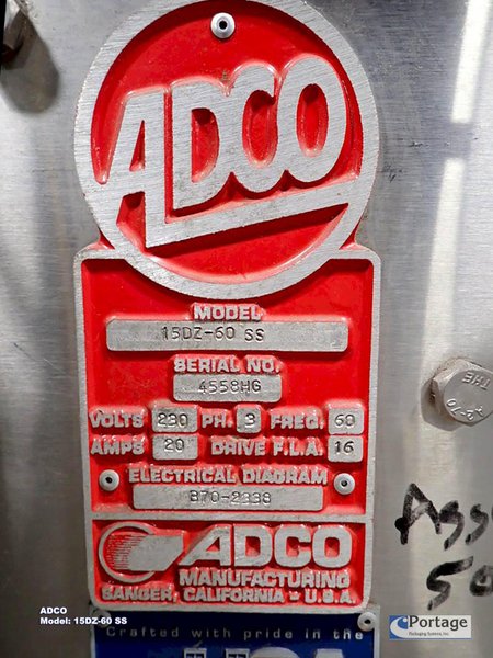 ADCO Manufacturing Model: 15DZ-60 SS  ||  Hand Load Horizontal Cartoner