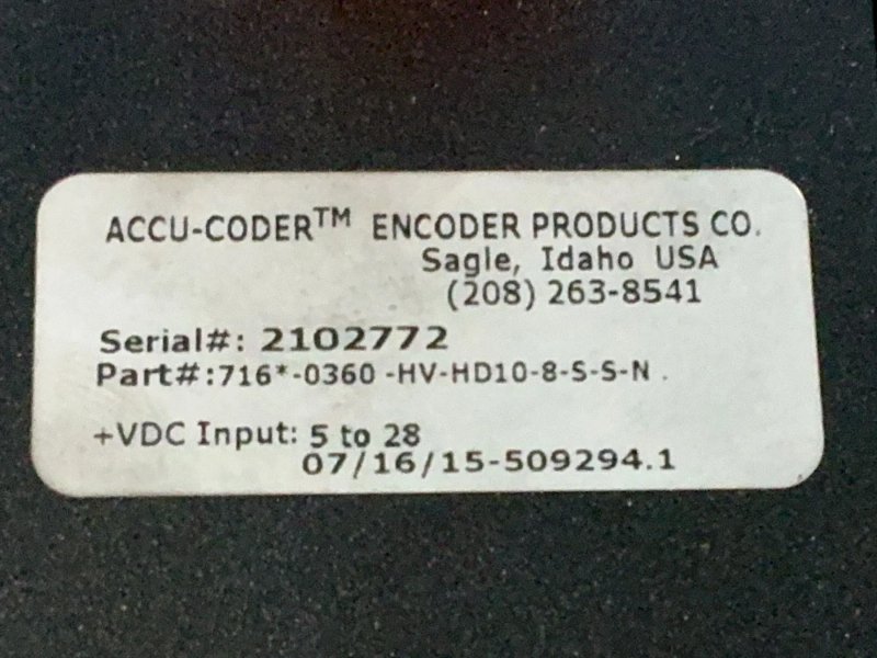 Accu-coder Incremetnal Shaft Encoder - 716*-0360-hv-hd10-8-s-s-n