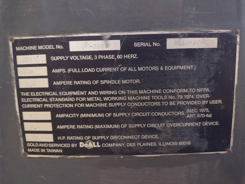 2 HP DOALL MODEL @PM-200V RAM TYPE VERTICAL MILL WITH POWER FEED &amp; DRO: STOCK #22880