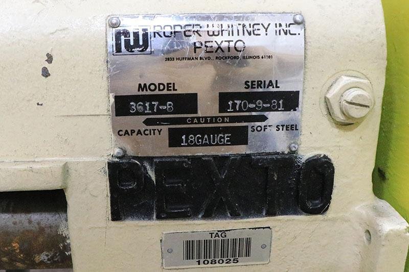 ROPER WHITNEY PEXTO Power Rotary Machine MODEL 3617-B