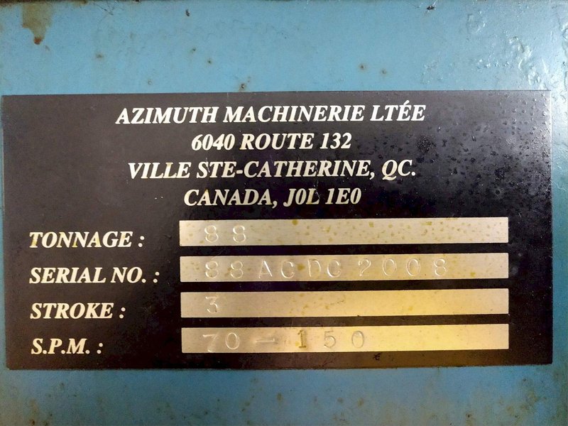 88 TON AZIMUTH SSDC PRESS 3" STROKE NEW 2008 : YOBRO #12205