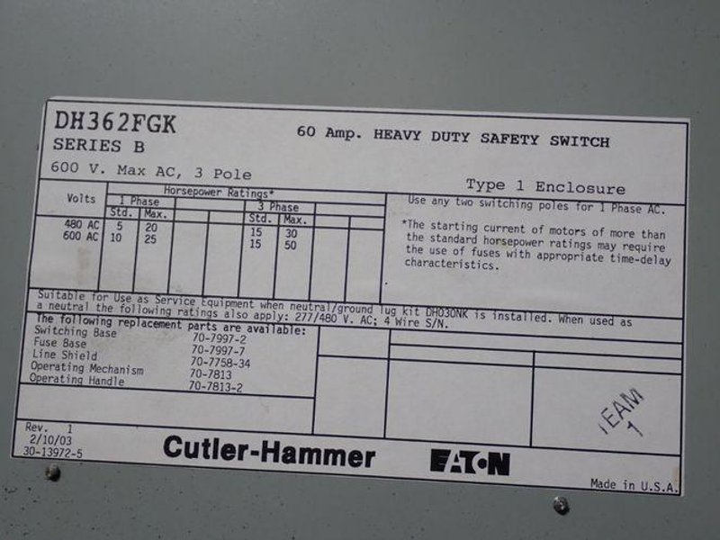 Eaton 60 A Heavy Duty Switch