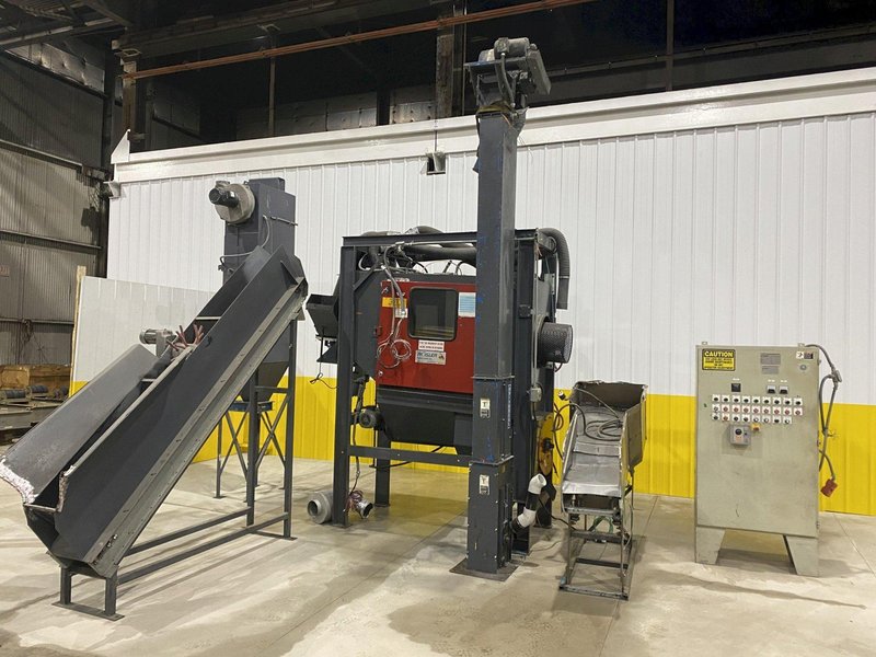 10 HP X 36" X 13"  ROSLER MODEL #JDBC-11/2 CONTINUOUS BARRELL BLASTING / AUTOMATIC PARTS DEBURRING MACHINE: STOCK #19436