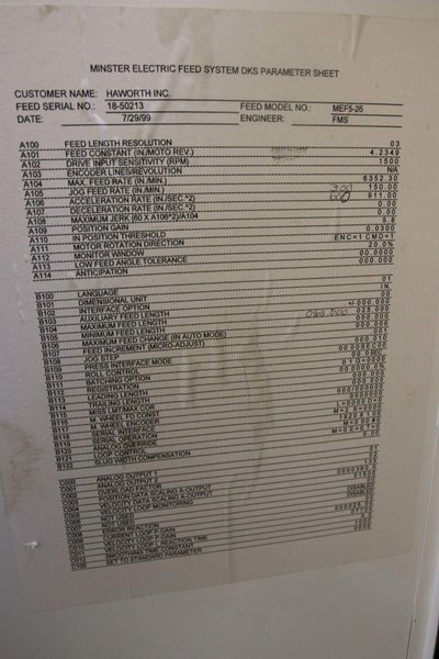 14" X .090 MINSTER PRESS MOUNT SERVO FEEDER STOCK: #71308