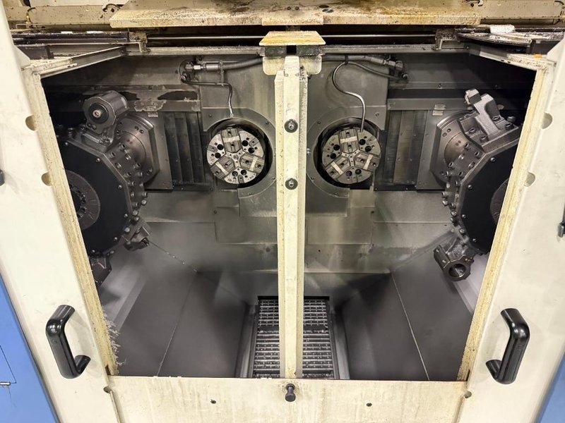 Muratec MW-120II CNC Lathe, 2020 – Twin Spindle, Twin Turret, Overhead Gantry Loader, Feeder Table, Part Conveyor
