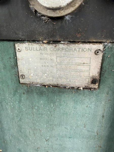 Sullair model 16-75H air compressor s/n 003-55854