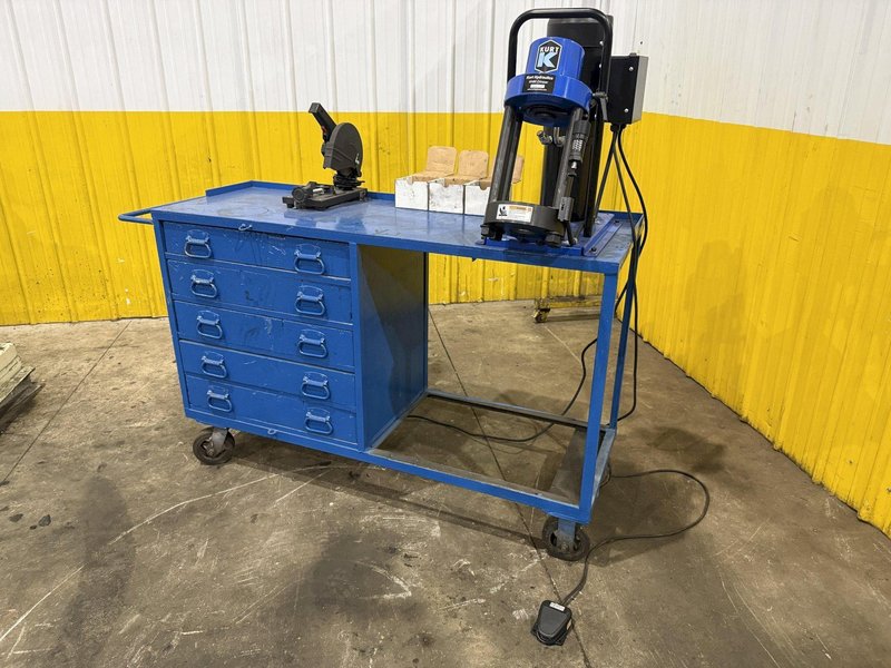 KURT HYDRAULIC HOSE CRIMPER SYSTEM, WITH TOOLING, SAW &amp; WORK BENCH: YOBRO #26220