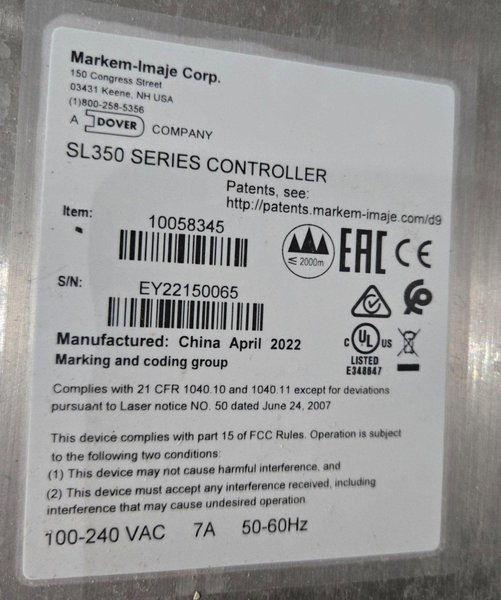 MARKEM IMAGE C350HD CO2 LASER ENCODER USED