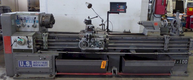 21"/28" x 100" US Industrial Gap Bed Lathe, Inch/mm, 3" Hole, Taper, 10 HP, DRO, Clean