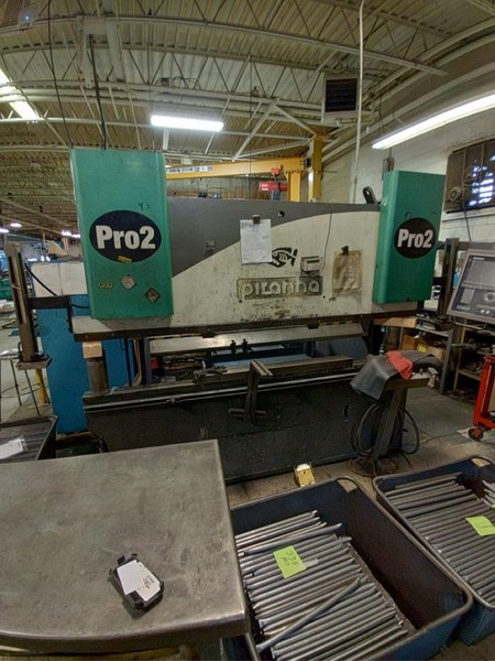 100 Ton x 8′ Piranha Pro 2 CNC Hydraulic Press Brake, 2006 – Backgauge, Delem CNC Control, Foot Pedal
