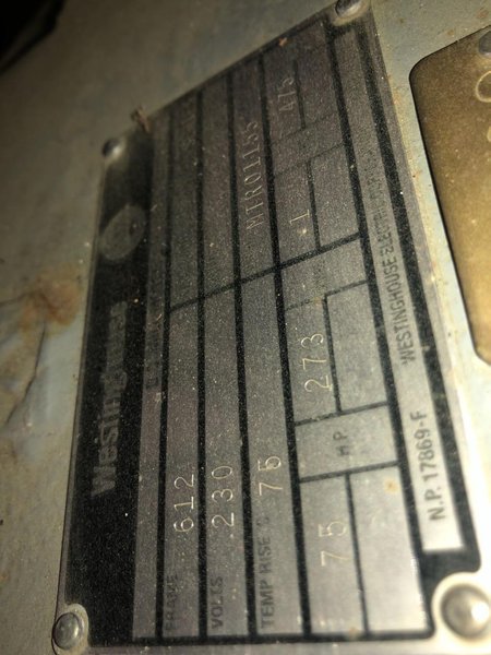 75 HP WESTINGHOUSE DC MILL MOTOR