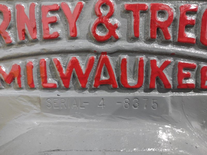 #3 KEARNEY &amp; TRECKER MILWAUKEE MODEL #3 VERTICAL MILLING MACHINE 64" x 13" x 10 HP: YOBRO #24458