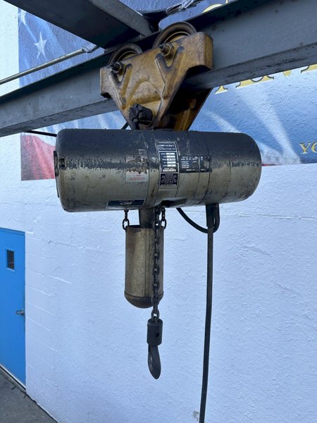 12' SHOP MADE CRANE SYSTEM WITH (2) 1 TON CM ELECTRIC HOIST: STOCK #77843