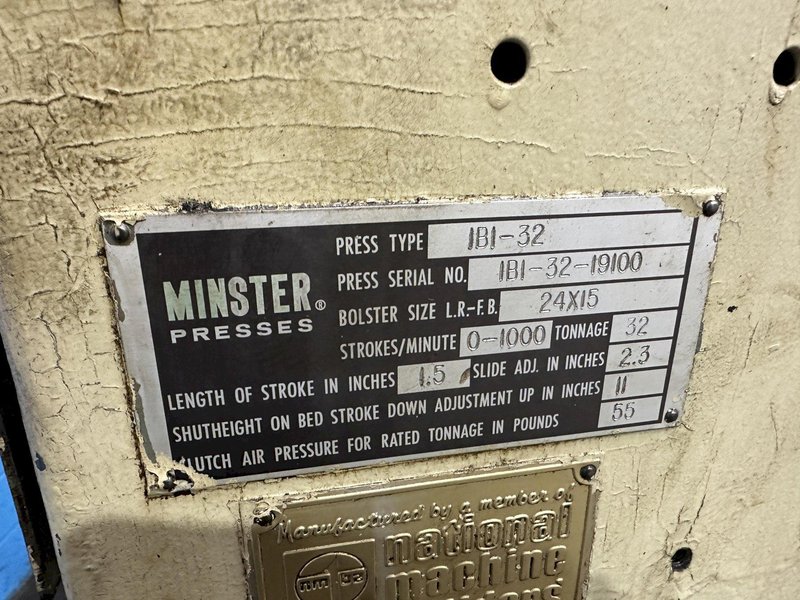 32 TON MINSTER GAP PRESS  MODEL 1B-1-32: STOCK #77513